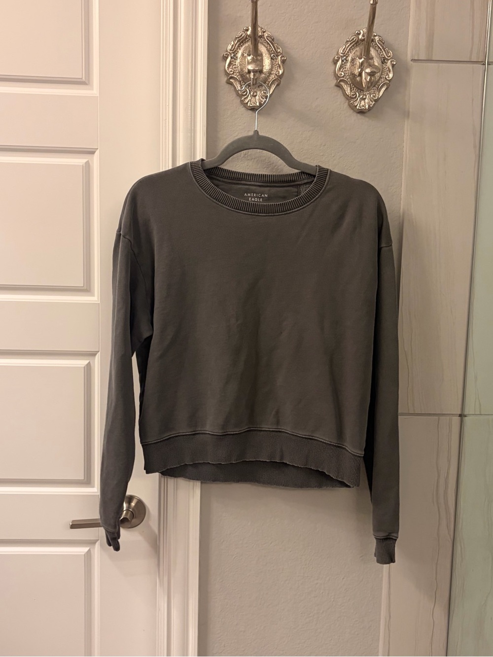 American Eagle Faded Grey Wash Crewneck Sweatshirt - Sz XS